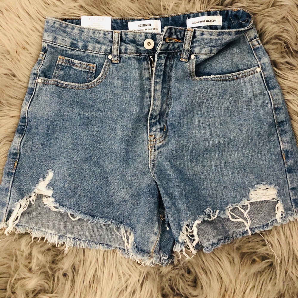 High rise denim shorts